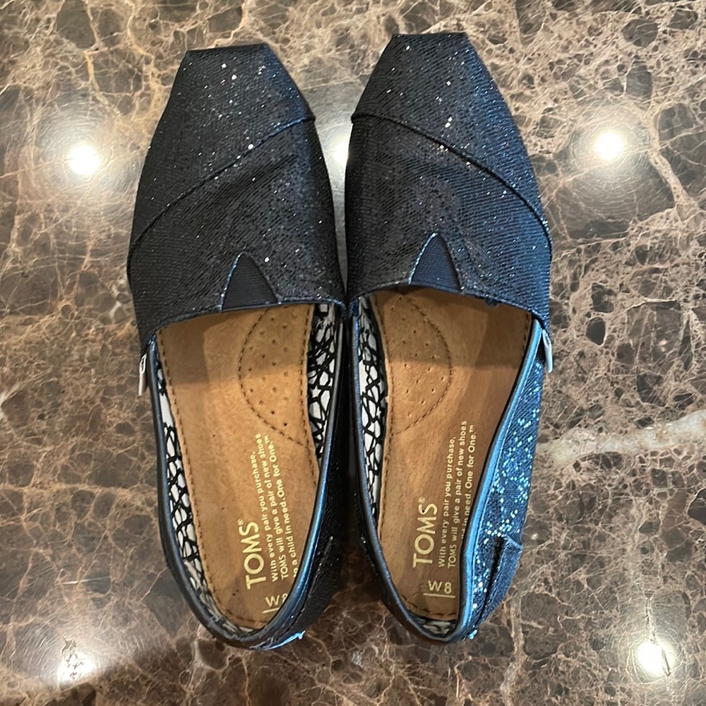 Black glitter womens Toms